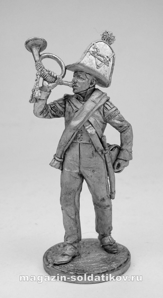Горнист роты егерей Авангардного батальона. Брауншвейг, 1815 г. , 54 мм EK Castings