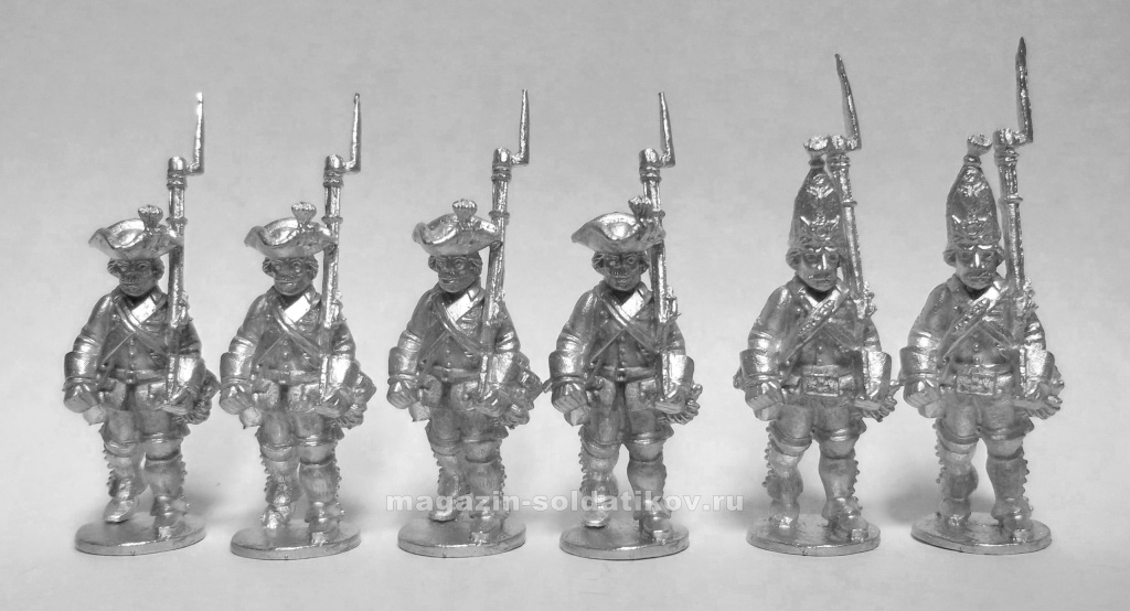 Семилетняя война, рядовые (набор 5 шт, олово) 28 мм STP-miniatures