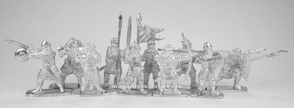 Набор солдатиков "Пешие русские дружинники", XIII век, 40 мм Три богатыря
