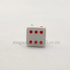 Кубик D6, 10 мм. Белый с красными точками в блистере