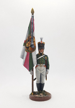Миниатюра из олова Подпрапорщик мушкетерского полка со знаменем, 1803-06 гг, 54 мм, Студия Большой полк