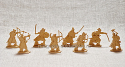 Монголы. Пешие воины (8 шт, пластик, песочный), Воины и битвы