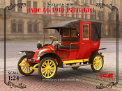 Сборная модель из пластика Парижское такси модели AG 1910 г., 1:24, ICM - фото