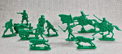 Солдатики из пластика Конкистадоры, Командиры и артиллерия, 54 мм (12 шт , пластик, зелёный) Воины и битвы