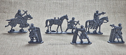 Солдатики из пластика Тевтонский орден. Арбалетчики, 54 мм (6 шт, пластик, серебро), Воины и битвы