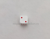 Кубик D6, 10 мм. Белый с красными точками в блистере - фото