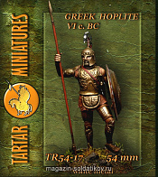 Сборная миниатюра из смолы Greek Hoplite 54mm Tartar Miniatures - фото