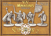 Сборная миниатюра из смолы Викинги, набор №2, 4 фигуры, 28 мм, V&V miniatures - фото