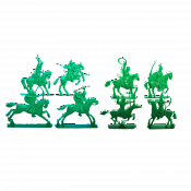 Солдатики из пластика Конные половцы, Полный комплект (8 шт, зеленый цвет) Набор в коробке, Воины и битвы - фото