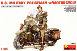 Сборная фигура из пластика Американский военный полицейский на мотоцикле. MiniArt (1/35)