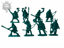 фигурки из пластика Кроманьонцы, 54 мм ( 8 шт, цвет -бирюзовый, б/к), Воины и битвы