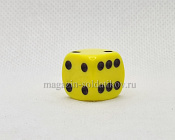 Кубик D6, 16мм. Желтый с черными точками в блистере - фото
