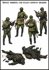 Сборная фигура из смолы ЕМ 35243 Советские солдаты с павшим немецким солдатом, 1:35, Evolution - фото