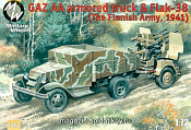Сборная модель из пластика Бронированный грузовик ГАЗ-АА с Flak 38 MW Military Wheels (1/72) - фото