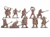 Материал - двухкомпонентный пластик Неандертальцы, выпуск №1, 54 мм (10 шт, бежевый цвет), Воины и битвы - фото