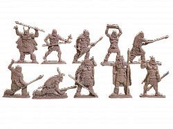 Материал - двухкомпонентный пластик Неандертальцы, выпуск №1, 54 мм (10 шт, бежевый цвет), Воины и битвы