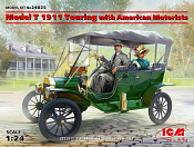 Сборная модель из пластика Model T 1911 Touring c американскими автолюбителями, 1:24, ICM - фото