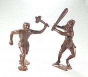 Сборные фигуры из пластика Пещерные люди, набор из 2-х фигур №1 (коричневые, 150 мм) АРК моделс - фото