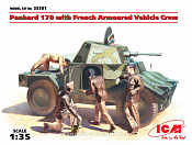 Сборная модель из пластика Panhard 178 французский бронеавтомобиль с экипажем II МВ (1/35) ICM - фото
