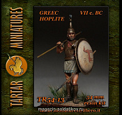 Сборная миниатюра из смолы Greek Hoplite , VII c. BC 54mm Tartar Miniatures - фото