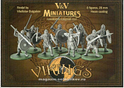 Фигурки из смолы Викинги, набор №1, 8 фигур, 28 мм, V&V miniatures - фото