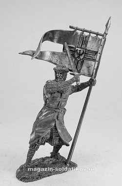 Миниатюра из олова Тевтонский рыцарь со стягом, 54 мм, Солдатики Публия