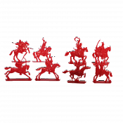 Солдатики из пластика Конные половцы, Полный комплект (8 шт, красный цвет) Набор в коробке, Воины и битвы - фото