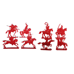 Солдатики из пластика Конные половцы, Полный комплект (8 шт, красный цвет) Набор в коробке, Воины и битвы