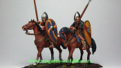 Сборные фигуры из металла Норманны. Конные рыцари (2 всадника) 28 мм. Драбант - фото