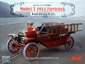 Сборная модель из пластика Model T 1914 Firetruck, американский пожарный автомобиль, 1:24, ICM - фото