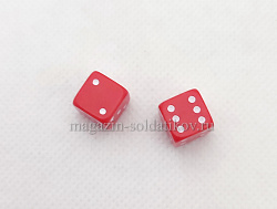 Набор из 2 кубиков D6, 10 мм. Красный с белыми точками в блистере