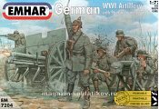 Солдатики из пластика EM 7204 German WWI Artillery with 76mm 96 n/A Field Cannon, 1:72, Emhar - фото