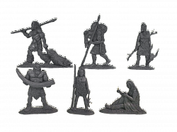 Материал - двухкомпонентный пластик Неандертальцы, выпуск №2, 54 мм (6 шт, серый цвет), Воины и битвы