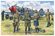 Сборные фигуры из пластика Пилоты и техники ВВС ССР (1943-1945 г.) (1/48) ICM - фото