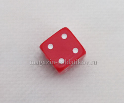 Кубик D6, 10 мм. Красный с белыми точками в блистере
