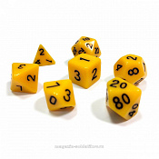 Набор из 7 кубиков для ролевых игр (желтый) Звезда - фото