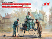 Сборная модель из пластика Автомобиль Бенца 1886 г. с фрау Бенц и сыновьями, 1:24, ICM - фото