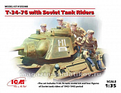 Сборная модель из пластика Танк Т-34-76 с танковым десантом (4 фигуры) (1/35) ICM - фото