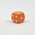 Кубик D6, 16мм. Оранжевый с белыми точками в блистере